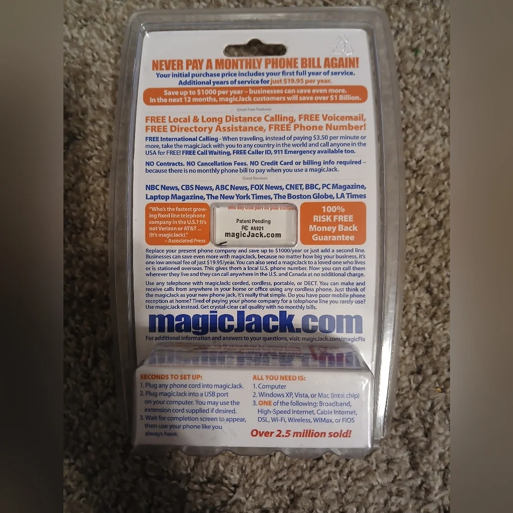MagicJack USB Phone Adapter Brand New Sealed